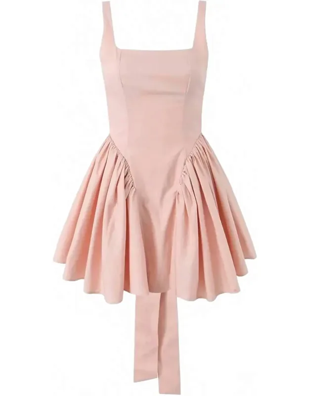 Plain Ruched Bow Back Mini Dress