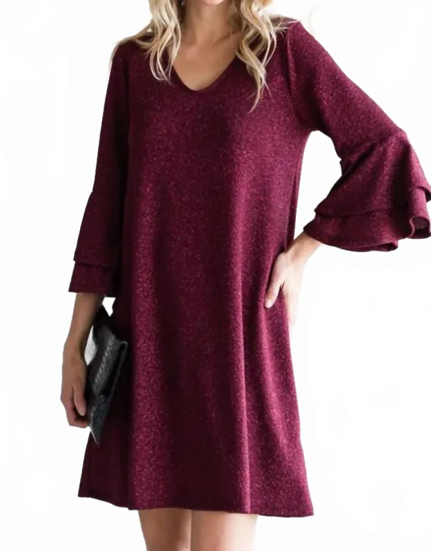Dazzle Me Glitter Bell Sleeve Mini Dress