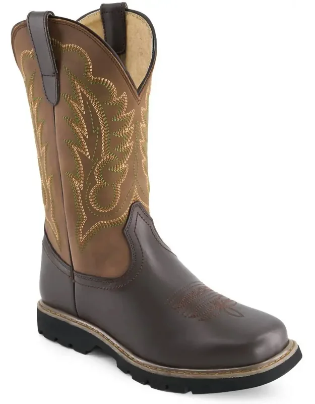Leather Cowboy Boots With Cozy Padded Insole And Squared Toe