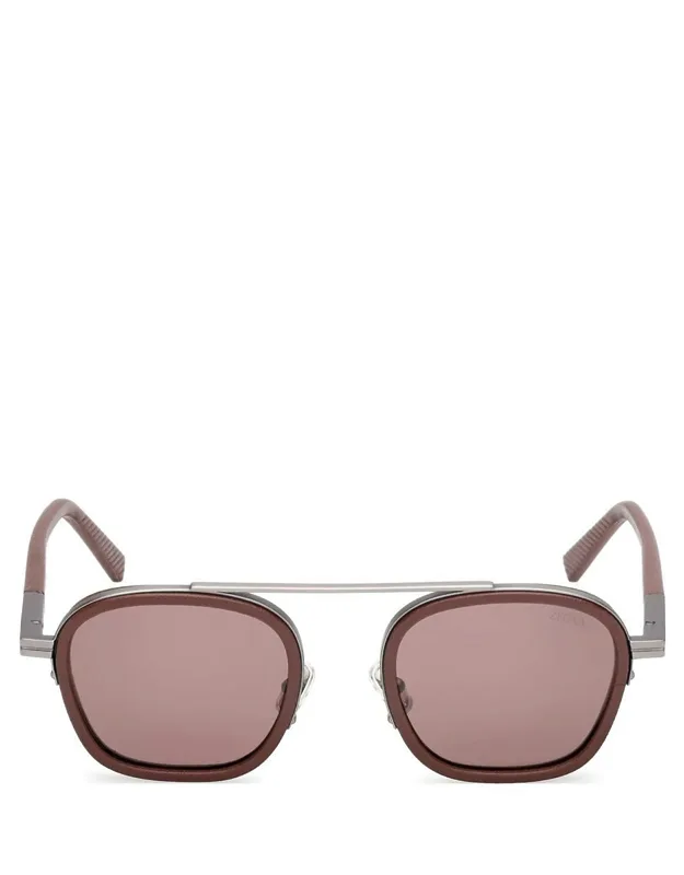 Zegna Aviator Shiny Light Brown Metal/acetate