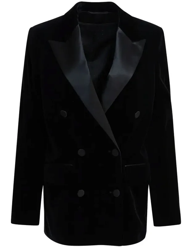 Velvet And Satin Double-breasted Blazer