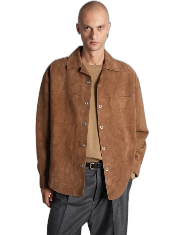 Shirt In Suede With Collar