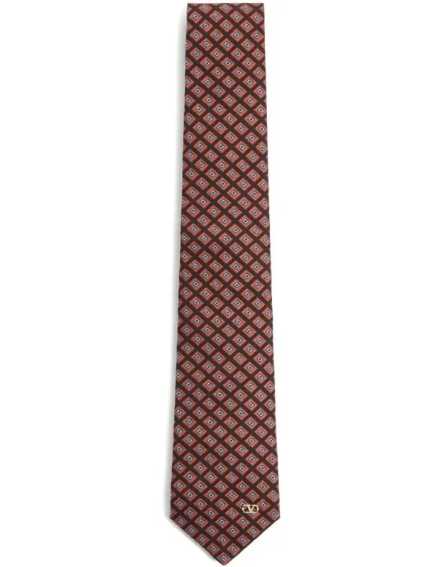 Cotton Jacquard Tie With Chamber Pattern And Vlogo Signature Detail