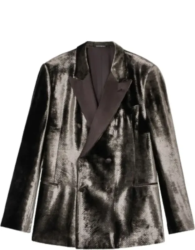 Blazer With Double-breasted Front Closure And Satin Peak Lapels