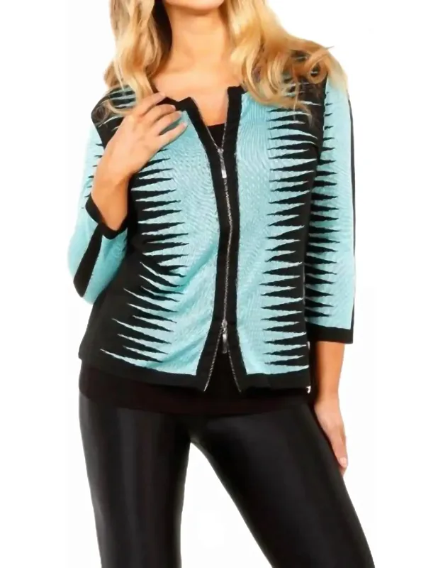 Zig Zag Zip Up Cardigan