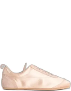Satin Sneakers With Suede Trim