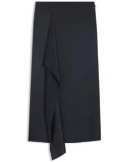 Faux-wrap Midi Skirt In Satin