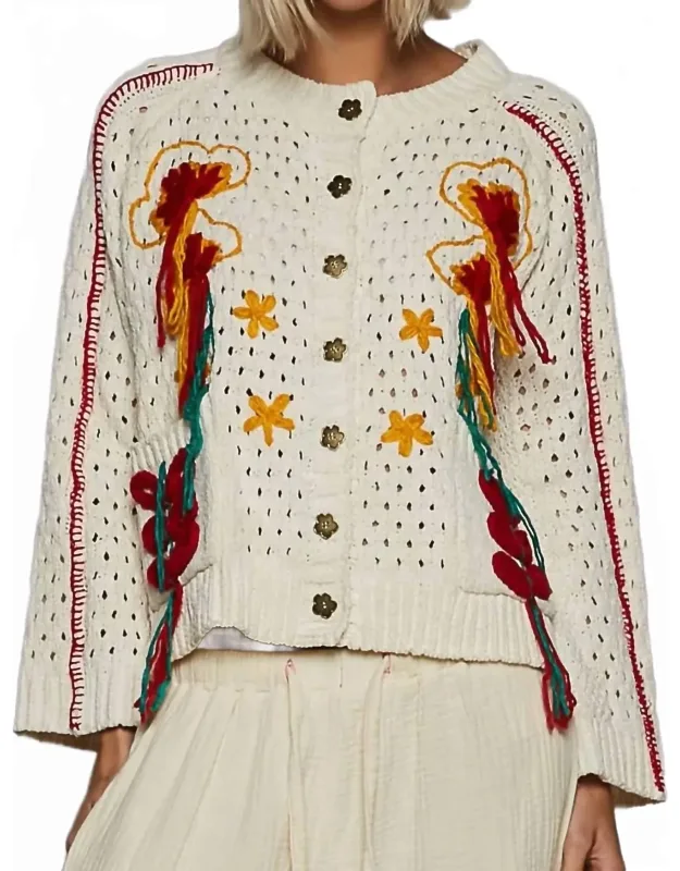 Long Sleeve Floral Frayed Edge Cardigan