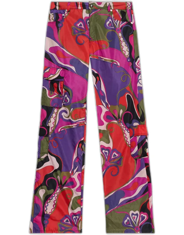 Orchidee Print Cargo Pants