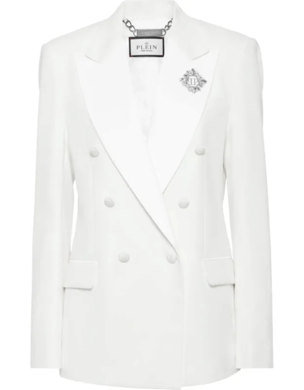 Crepe And Satin Double-breasted Blazer
