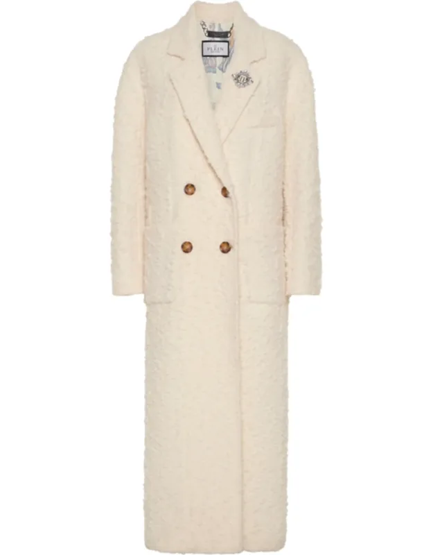 Boucle Double-breasted Long Coat