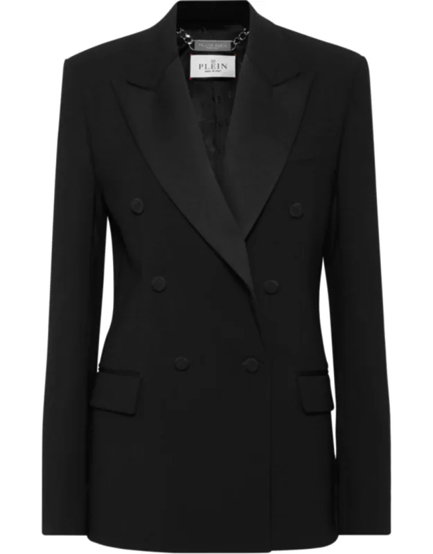 Crepe And Satin Double-breasted Blazer