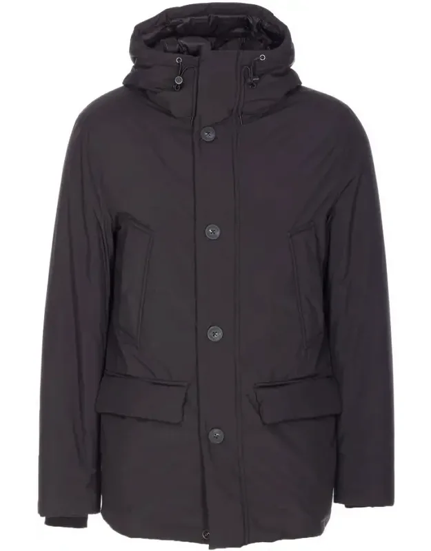 Woolrich Coat With Frontal Zip Closure And Hood Detail