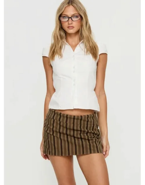Mini Skirt Stripe Mid-rise Zip Closure