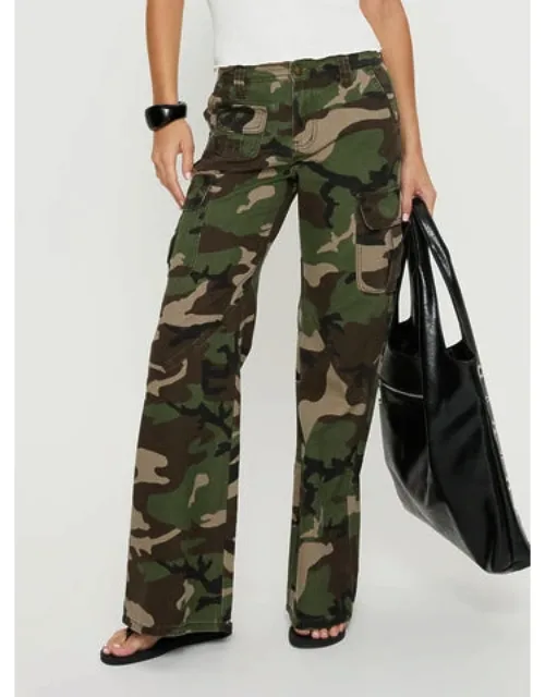 Mid Rise Straight Leg Cargo Jeans