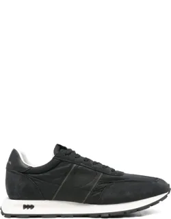 Sneakers With Suede Panelling And Flat Rubber Sole