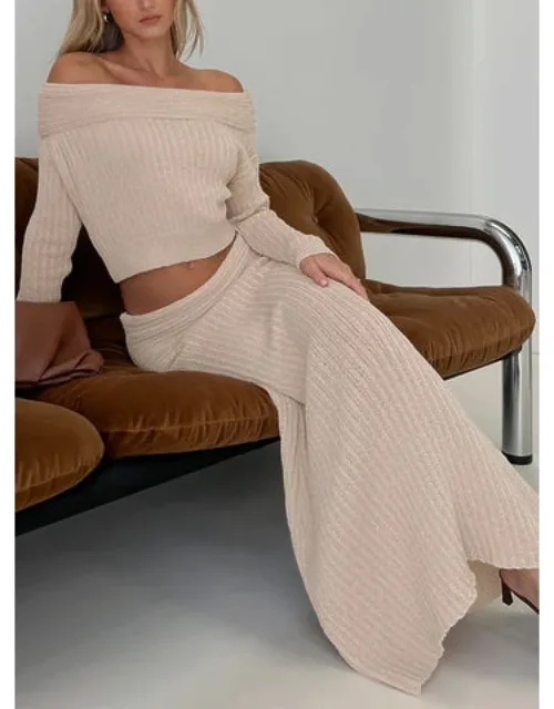 Foldover Waist Maxi Skirt
