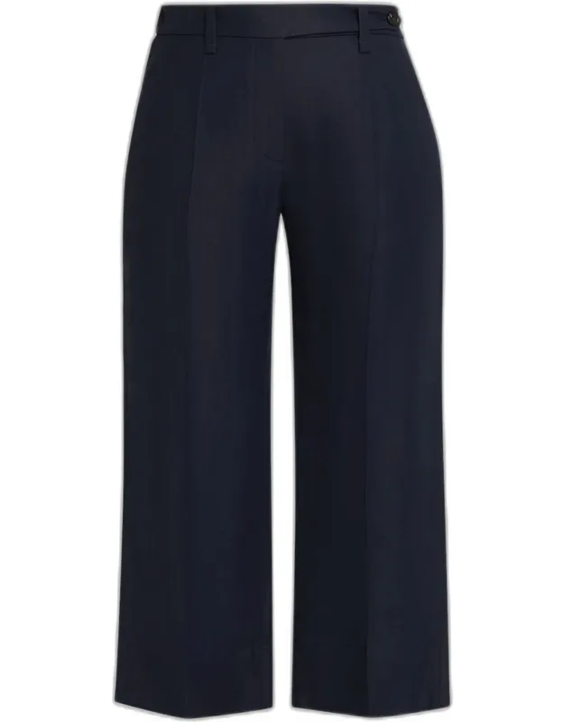 Linen Twill Wide-leg Crop Cigarette Pants