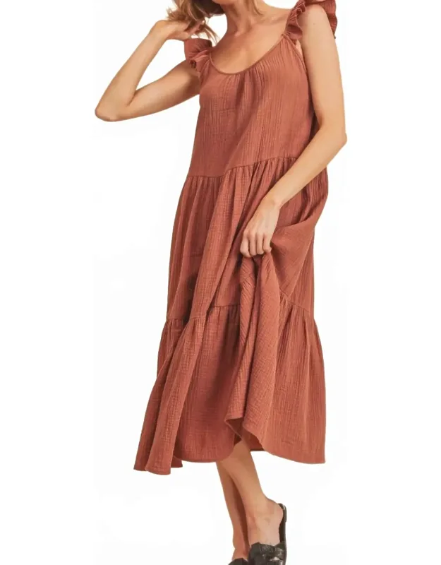 Day Lily Flutter Sleeve Midi Dress