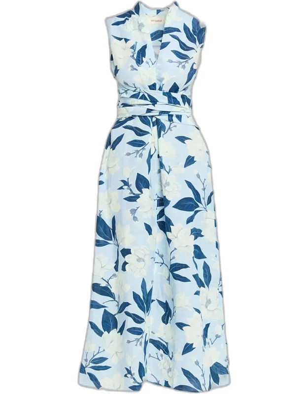 Linen-cotton Midi Dress
