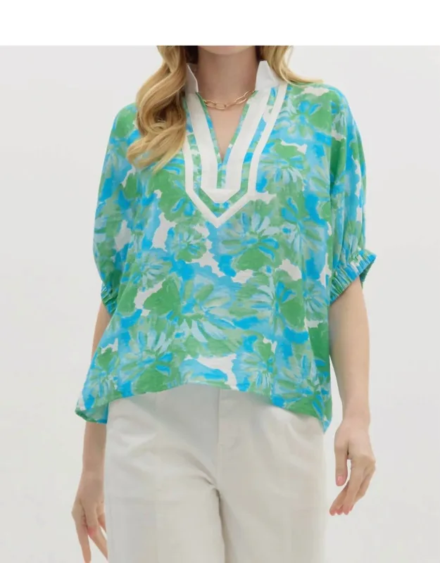 Floral Print Dolman Sleeve Pullover Top