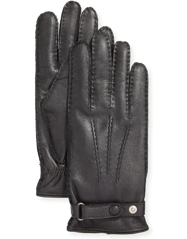 Winston Snap Leather Cashmere-lined Gloves