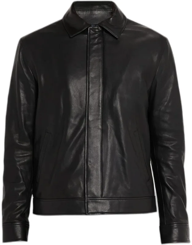 Landon Collared Leather Jacket