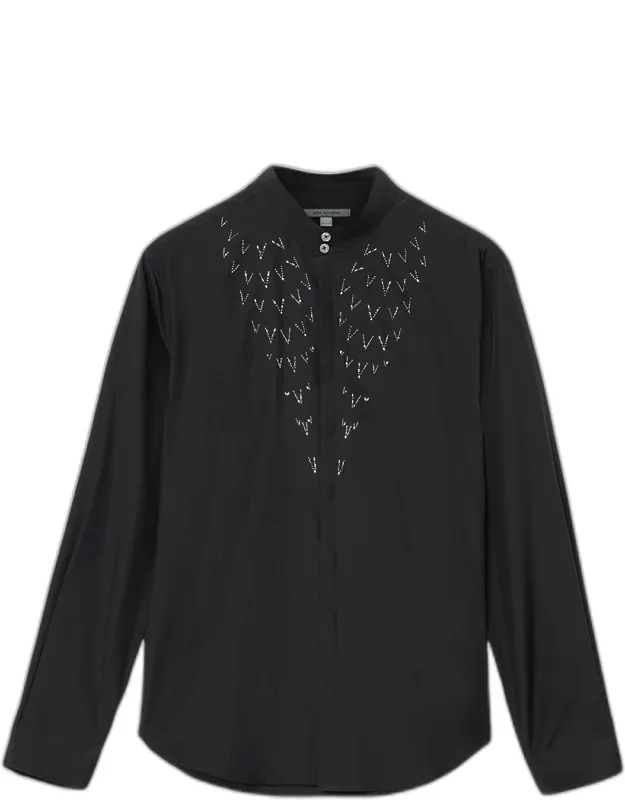 Lex Silk And Wool Rhinestone-embellished Button-down Shirt