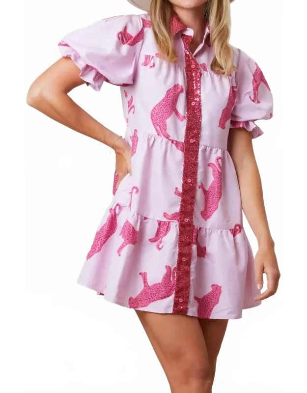 Feline Poplin Shirt Mini Dress