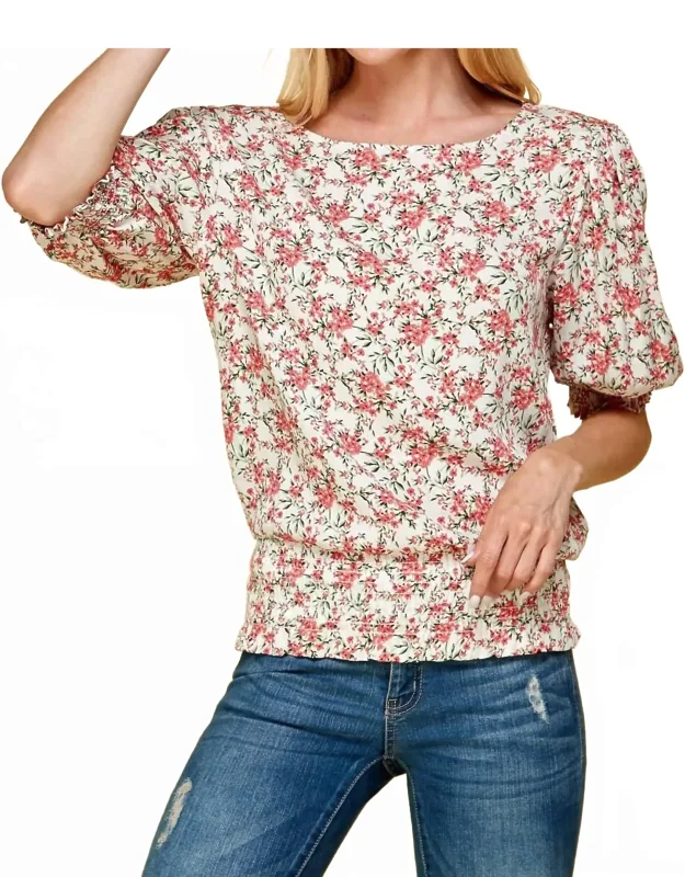 Smocked Floral Blouse