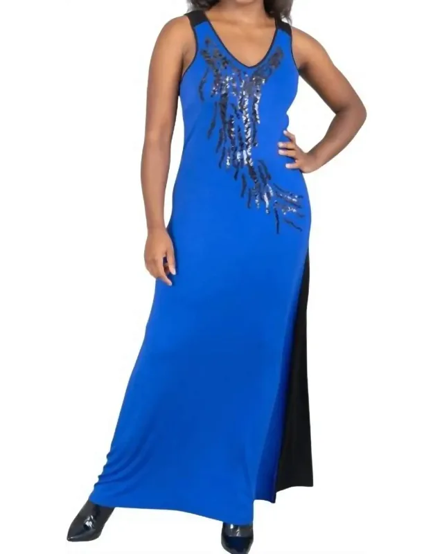 Sequin Two Tone Knit Maxi Dress