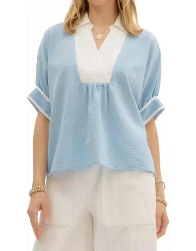 Collared Dolman Sleeve Pullover Top