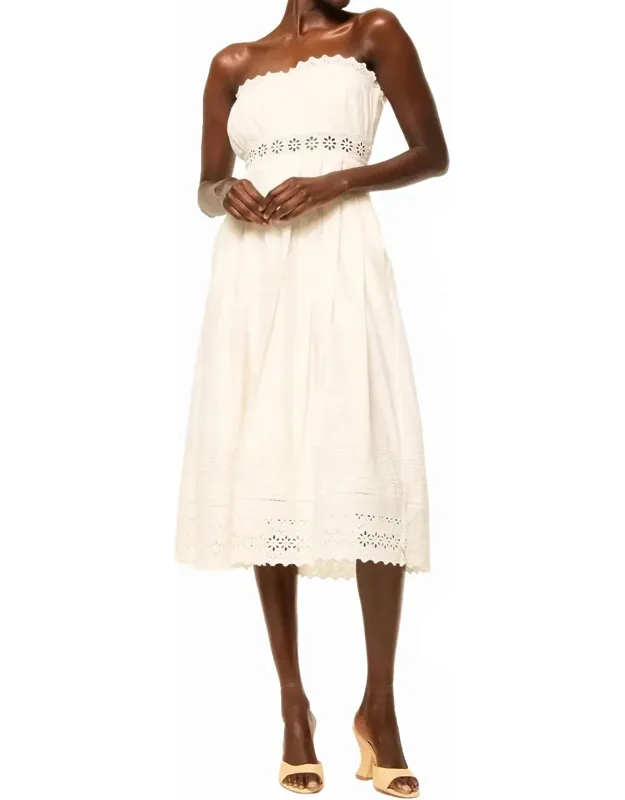 Persis Strapless Eyelet Cotton Midi Dress