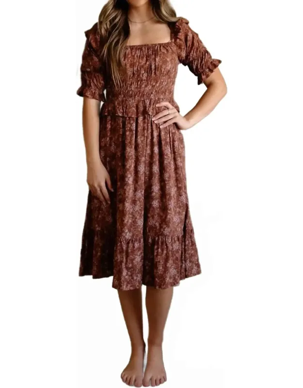 Montbretia Floral Midi Dress