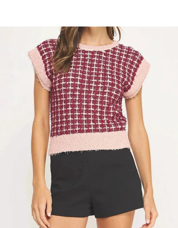 All Yours Check Tweed Knit Sweater