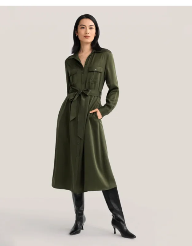 Sand-washed Pocket Trench Dress