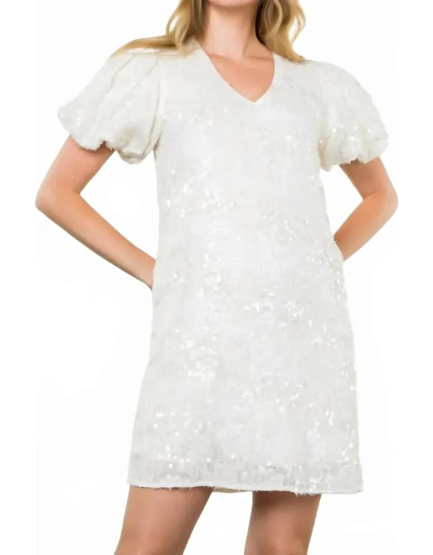 Puff Sleeve Sequin Mini Dress