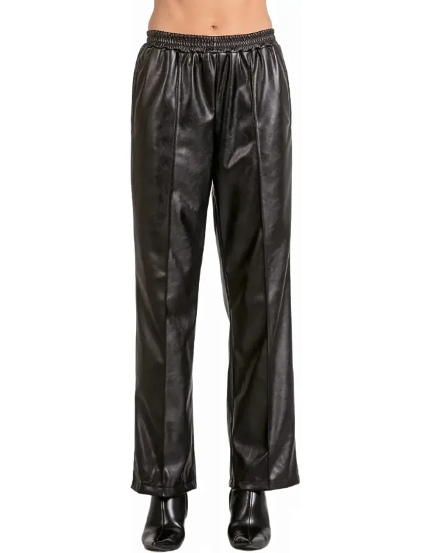 Vegan Leather Wide Leg Pants