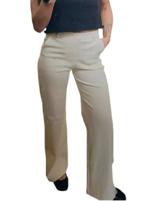 Triple Stretch Cotton Twill Wide Leg Trousers