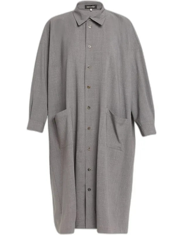 Angle To Front Side Seam Shirtdress With Collar