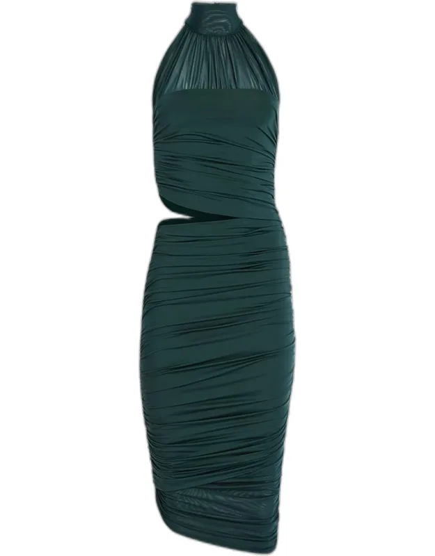 Ruched Halter Midi Dress