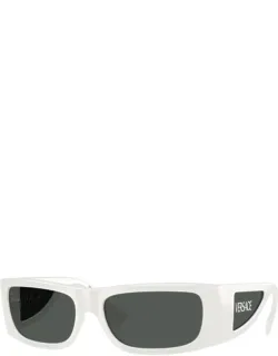 Sunglasses Rectangle Full Rim, White Frame And Dark Grey Lens