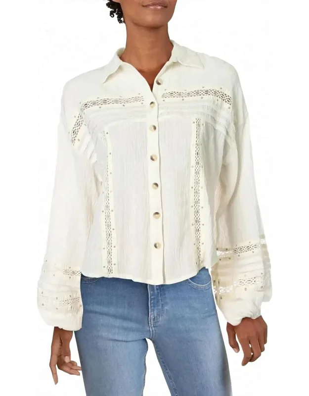 Stars Print Button-down Top