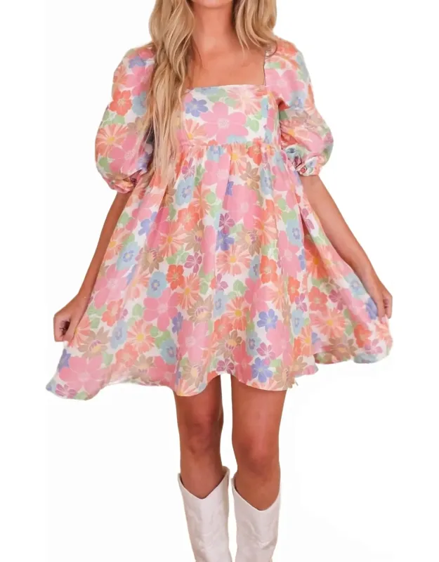 Wildflower Fields Babydoll Mini Dress