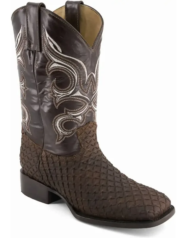 Real Leather Patterned Cowboy Boots