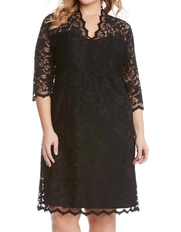 V-neck Scallop Lace Dress