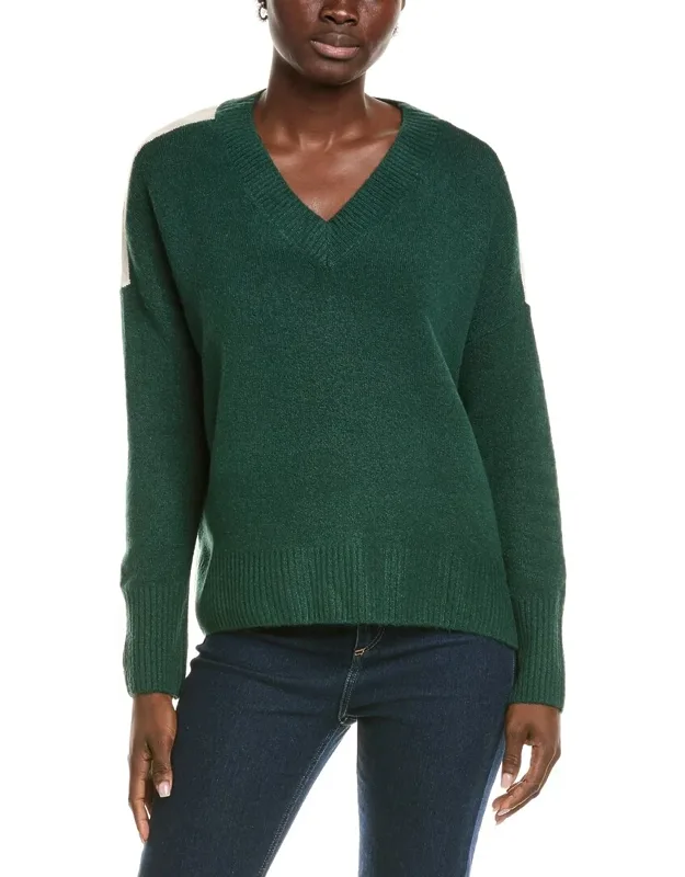 _high-low Sweater With V-neck And Dropped-shoulder Sleeves_