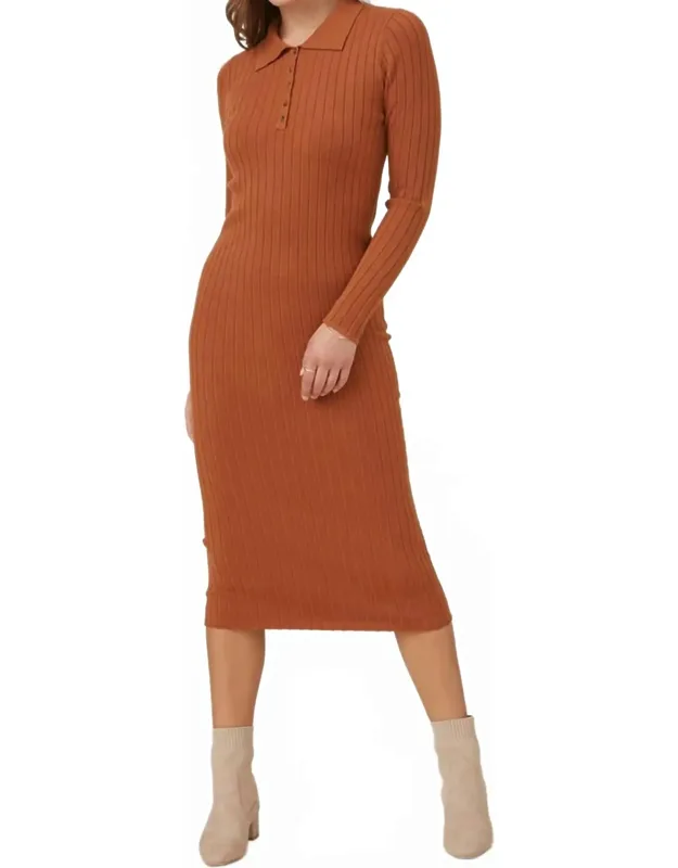 Ribbed Polo Shirt Dress