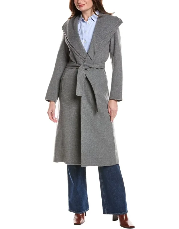 Wool-blend Wrap Coat