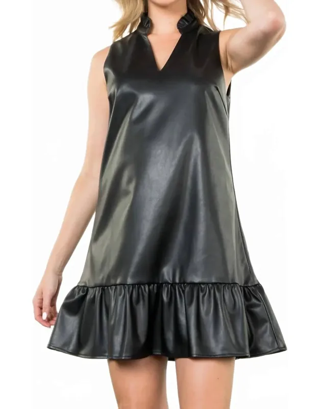 Vegan Leather Sleeveless Mini Dress